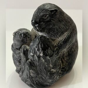 Vintage 1970s Wolf Original Inuit Style Composite Resin Beaver Sculpture